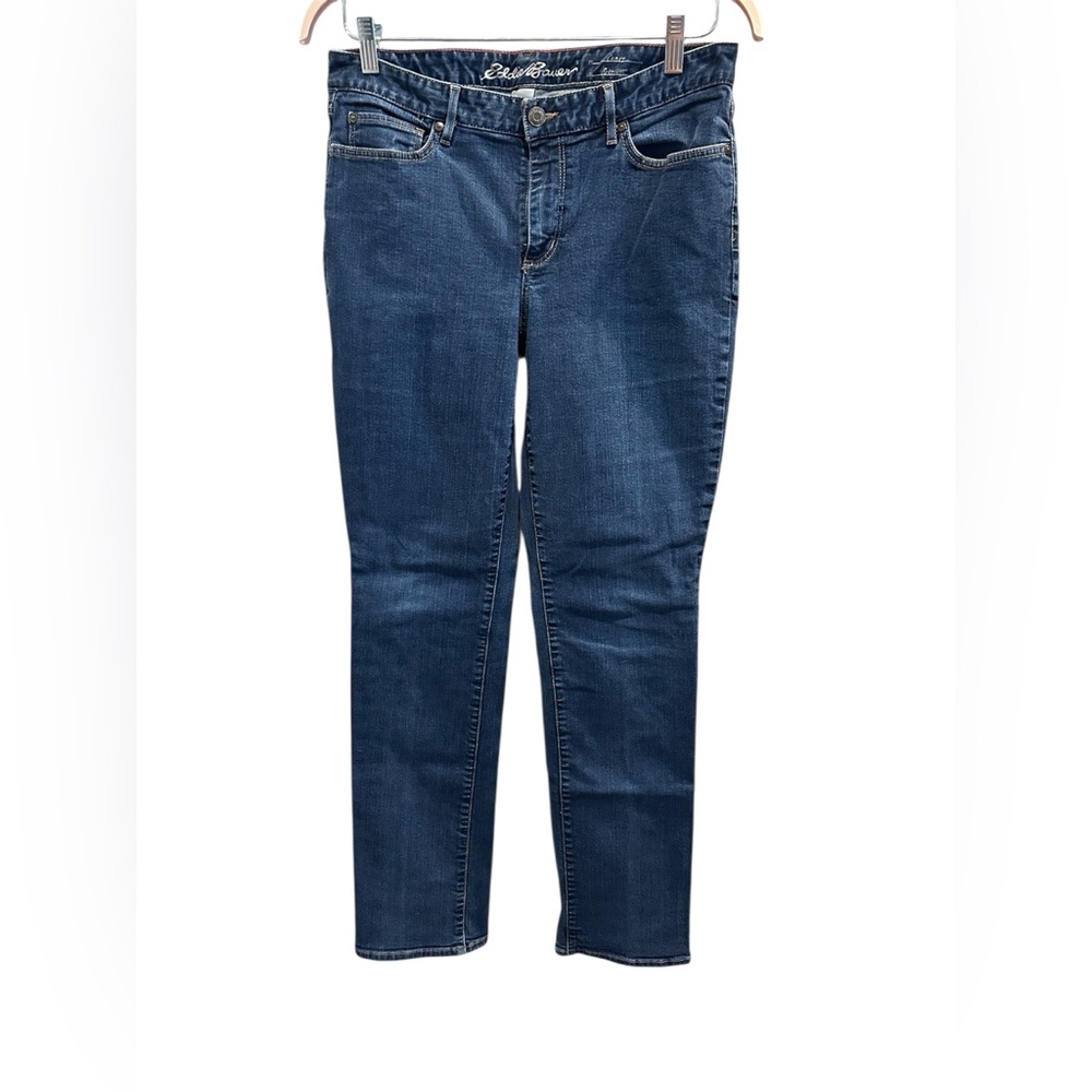 Eddie Bauer Curvy Straight Leg Medium-Wash Classic Denim Jeans Size 12